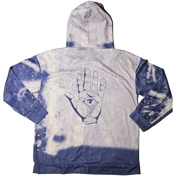 MissLook Mens Pullover Hoodie MEDIUM 3rd Eye Awaken All Over Print Space PURPLE - Picture 2 of 9